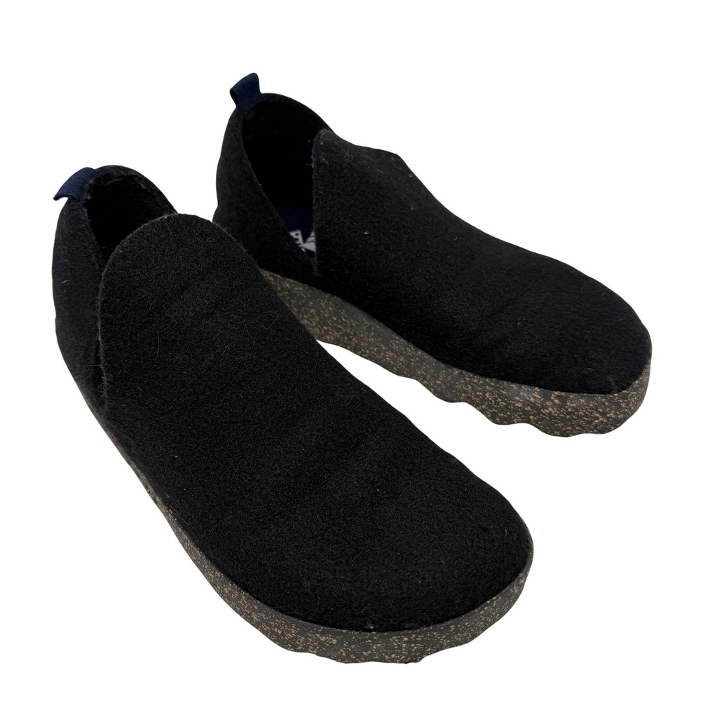 Asportuguesas Care Slip On Shoes Womens 40‎ Black Excellent Wool Felt Cork Sole